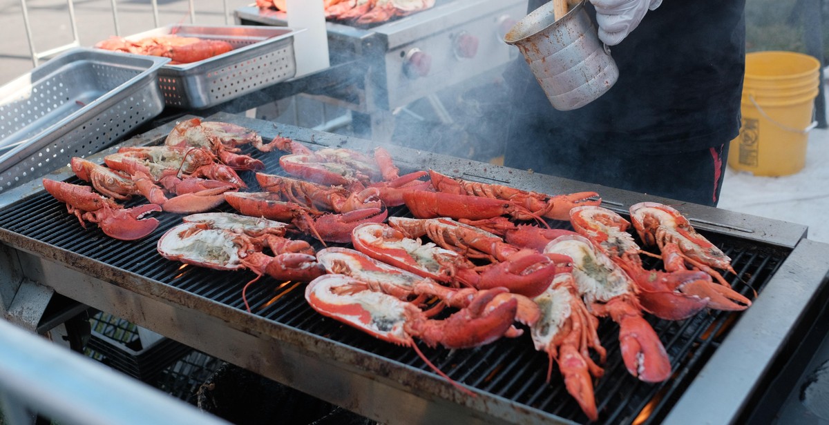 butter lobster on grill