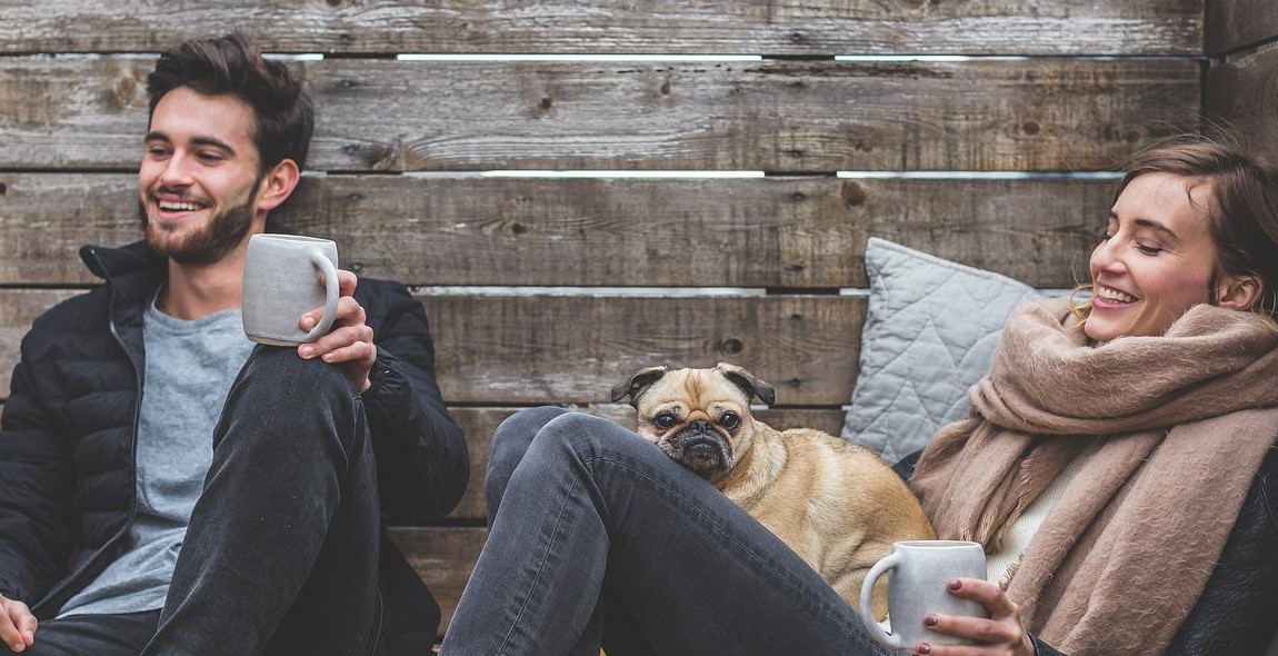 couple laughing together