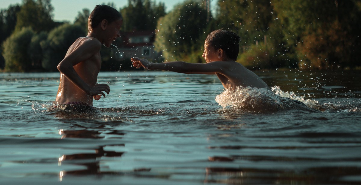 happy kids playing outside