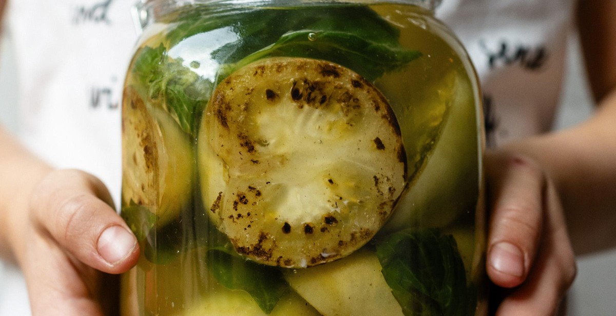 pickled vegetable jars stored