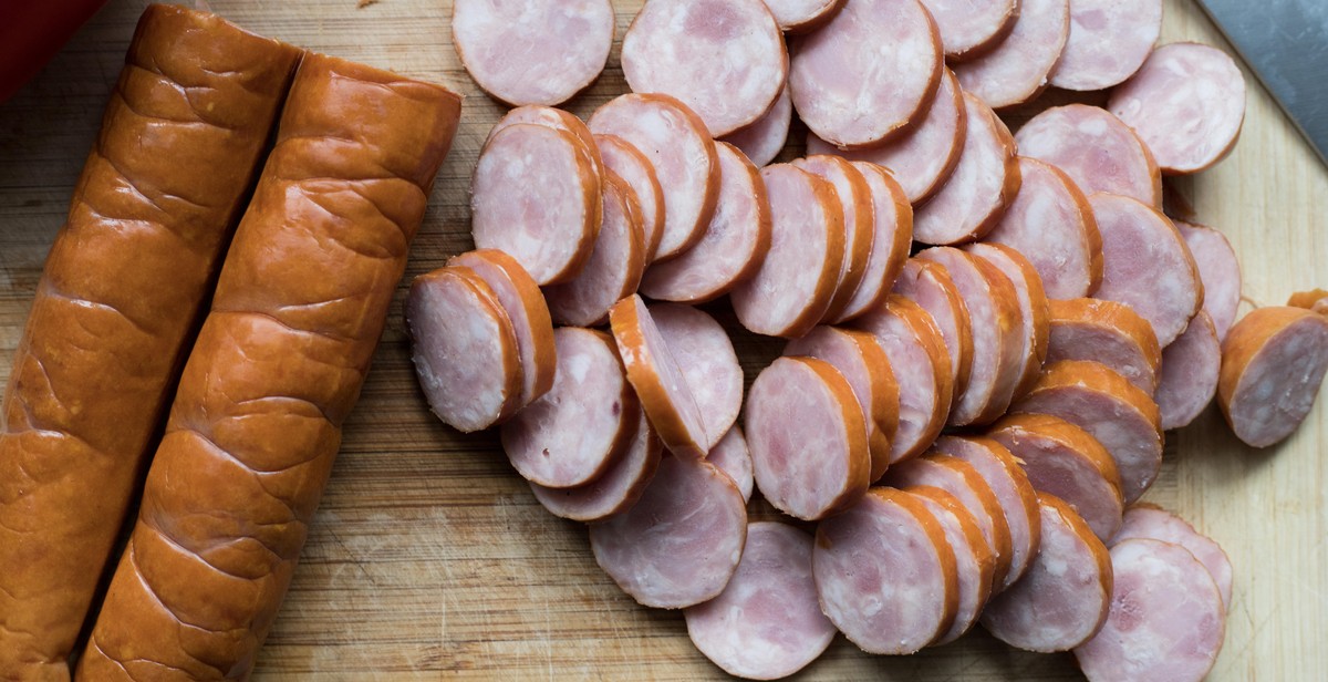 sausages being prepared