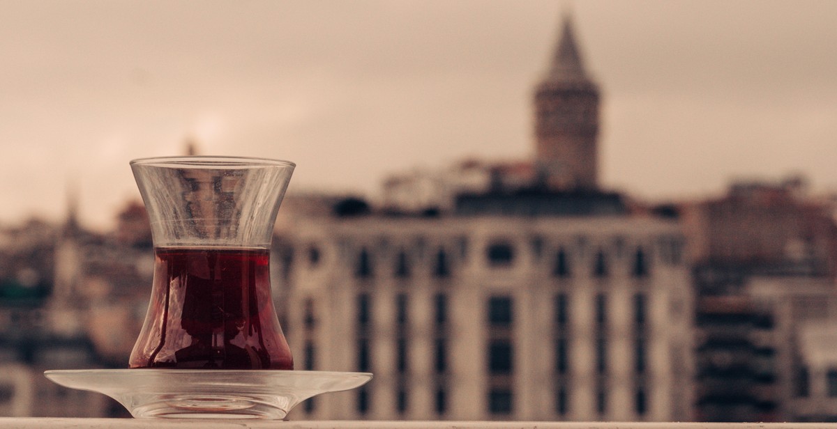 Turkish tea glass and snacks