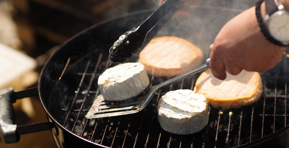 smoked cheese on a grill