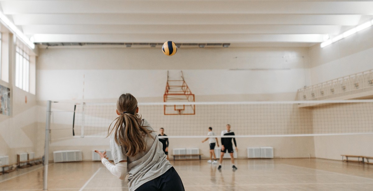 volleyball player spiking